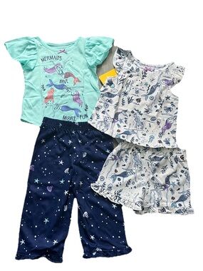NWT Two Sets Girl's 12 Mo. Saint Eve Kids Mermaid Print Pajama Sets